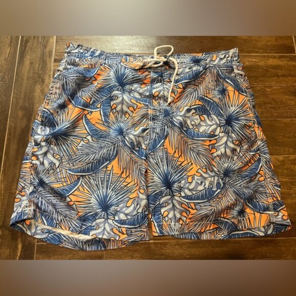 TRUNKS surf & swim mens XL x-large lined swim trunks orange & blue floral - Picture 1 of 3